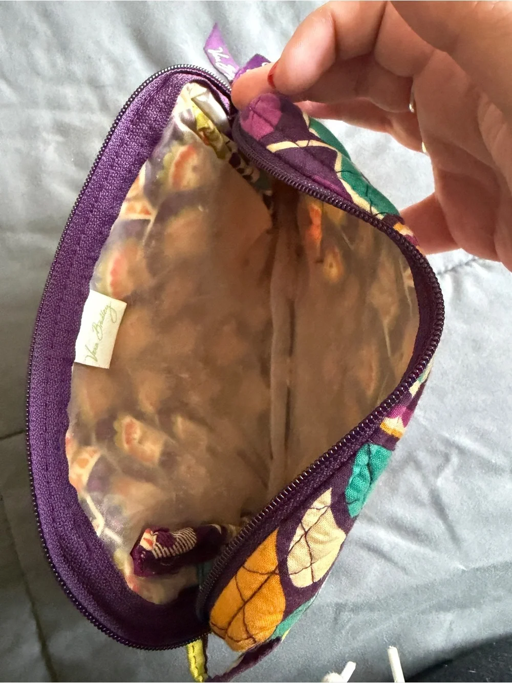 Vera Bradley Quilted Wristlet in Purple, Teal, Lime and Cream Floral